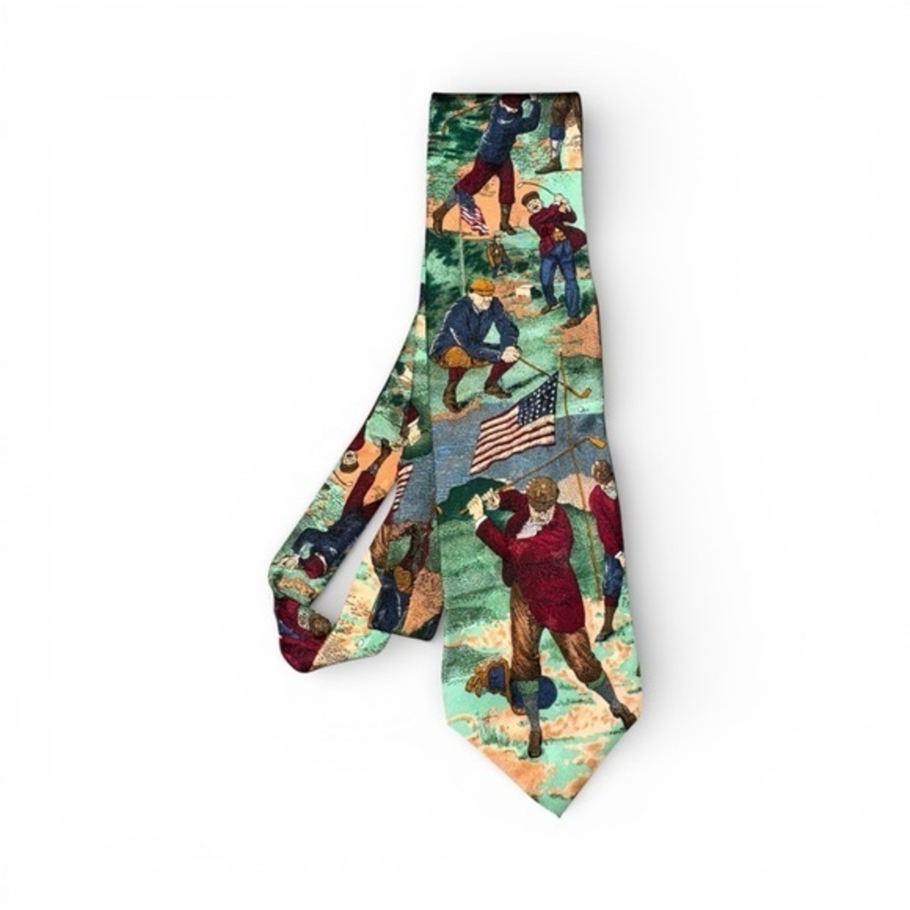 Van Heusen Patriotic Themed Men's Golfer Tie Fathers Day Golf USA Dad Gift Idea